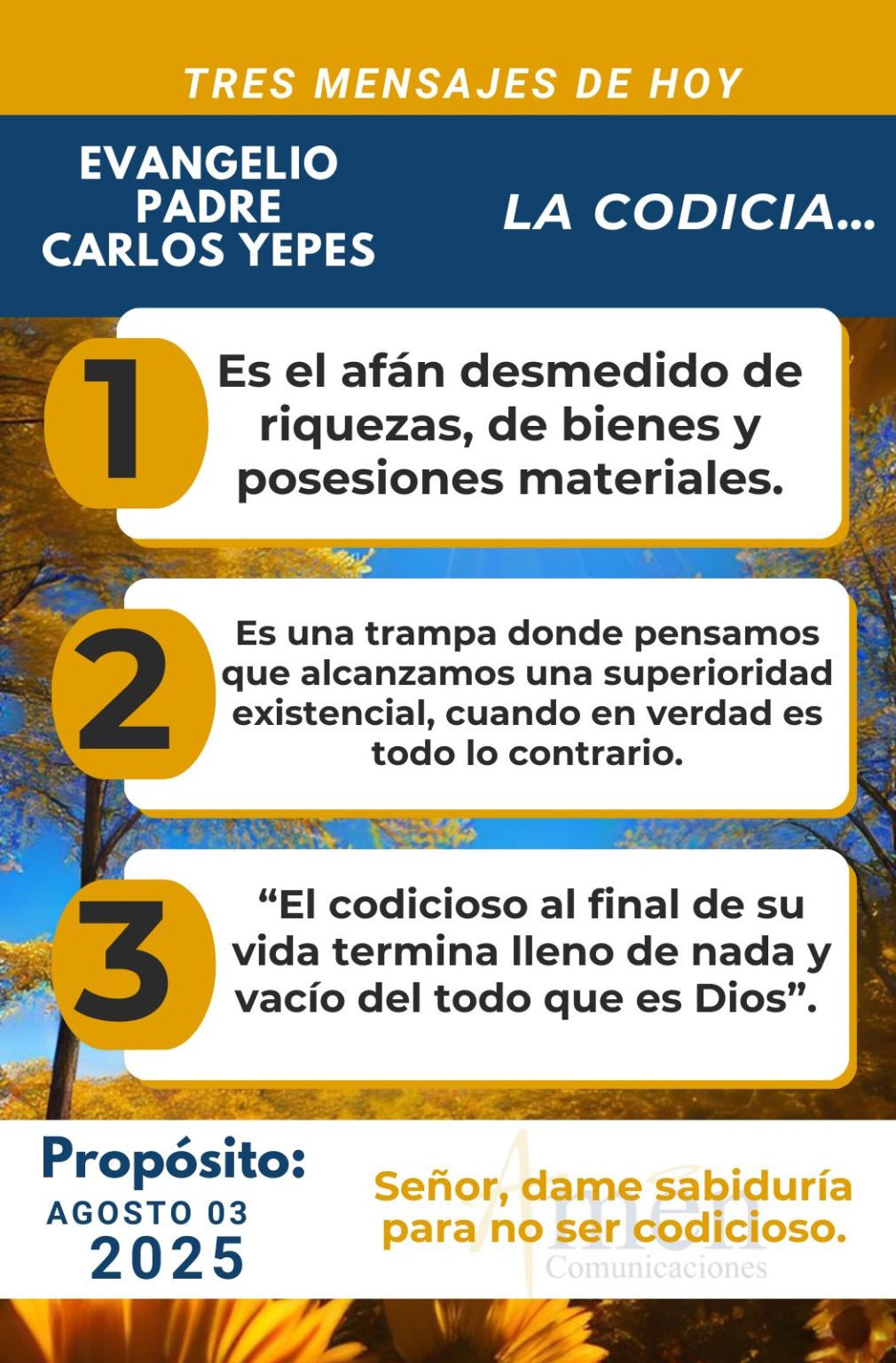 Evangelio de Hoy 3 de agosto 2025 | Padre Carlos Yepes