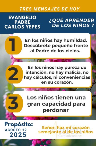 tres mensajes del Evangelio 12 de agosto 2025 - padre carlos yepes