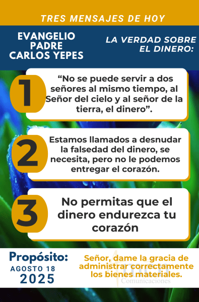 Evangelio 18 de agosto 2025 - padre carlos yepes