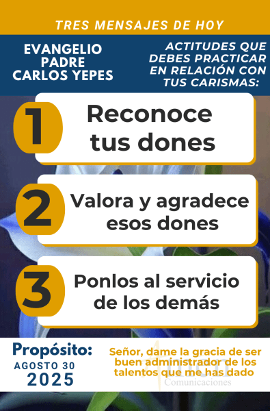 Evangelio 30 de agosto 2025 - padre carlos yepes