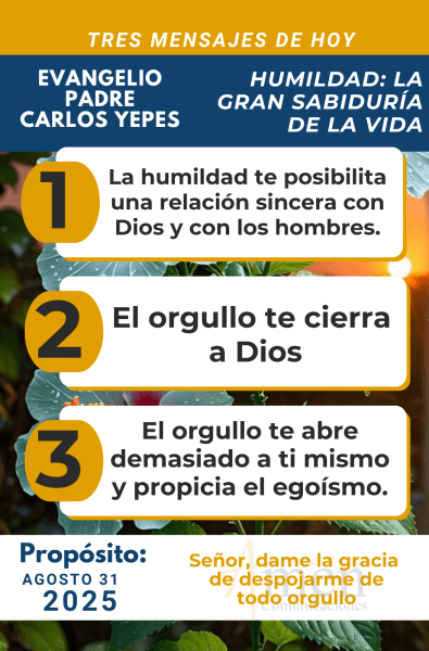 Evangelio 31 de agosto 2025 - padre carlos yepes