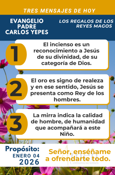 tres mensajes del evangelio 4 de enero 2026 - padre carlos yepes