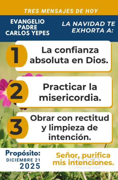 tres mensajes del evangelio 21 de diciembre 2025 - padre carlos yepes