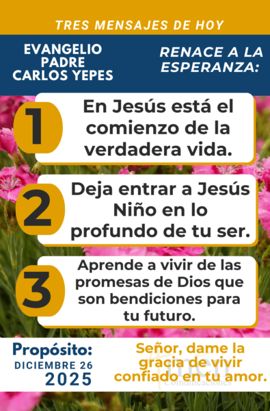 tres mensajes del evangelio 26 de diciembre 2025 - padre carlos yepes
