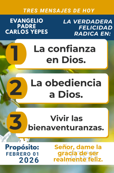 tres mensajes del evangelio 1 de febrero 2026 - padre carlos yepes