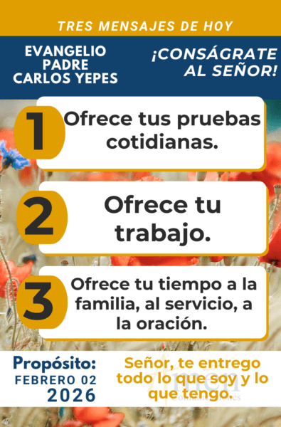 tres mensajes del evangelio 2 de febrero 2026 - padre carlos yepes