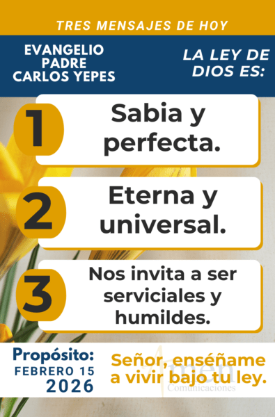 tres mensajes del evangelio 15 de febrero 2026 - padre carlos yepes