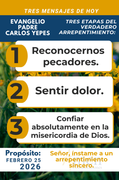 tres mensajes del evangelio 25 de febrero 2026 - padre carlos yepes