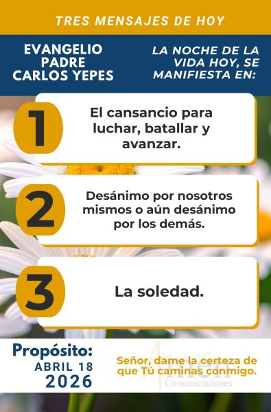 tres mensajes del evangelio 18 de abril 2026 - padre carlos yepes