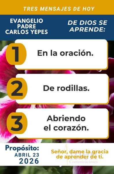 tres mensajes del evangelio 23 de abril 2026 - padre carlos yepes