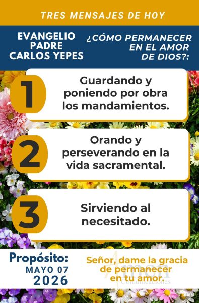 tres mensajes del evangelio 7 de mayo 2026 - padre carlos yepes