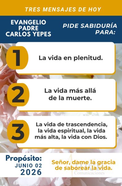 Padre carlos Yepes - evangelio de hoy - 2 de junio 2026