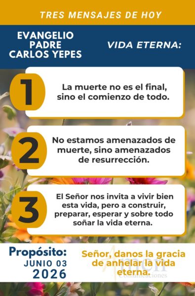 Padre carlos Yepes - evangelio de hoy - 3 de junio 2026