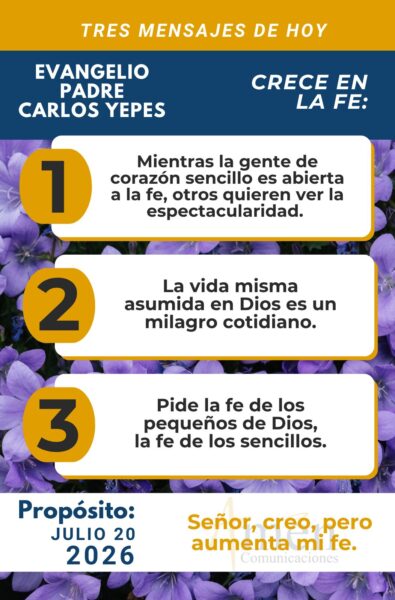 Evangelio de hoy - 20 de julio 2026 - amen comunicaciones
