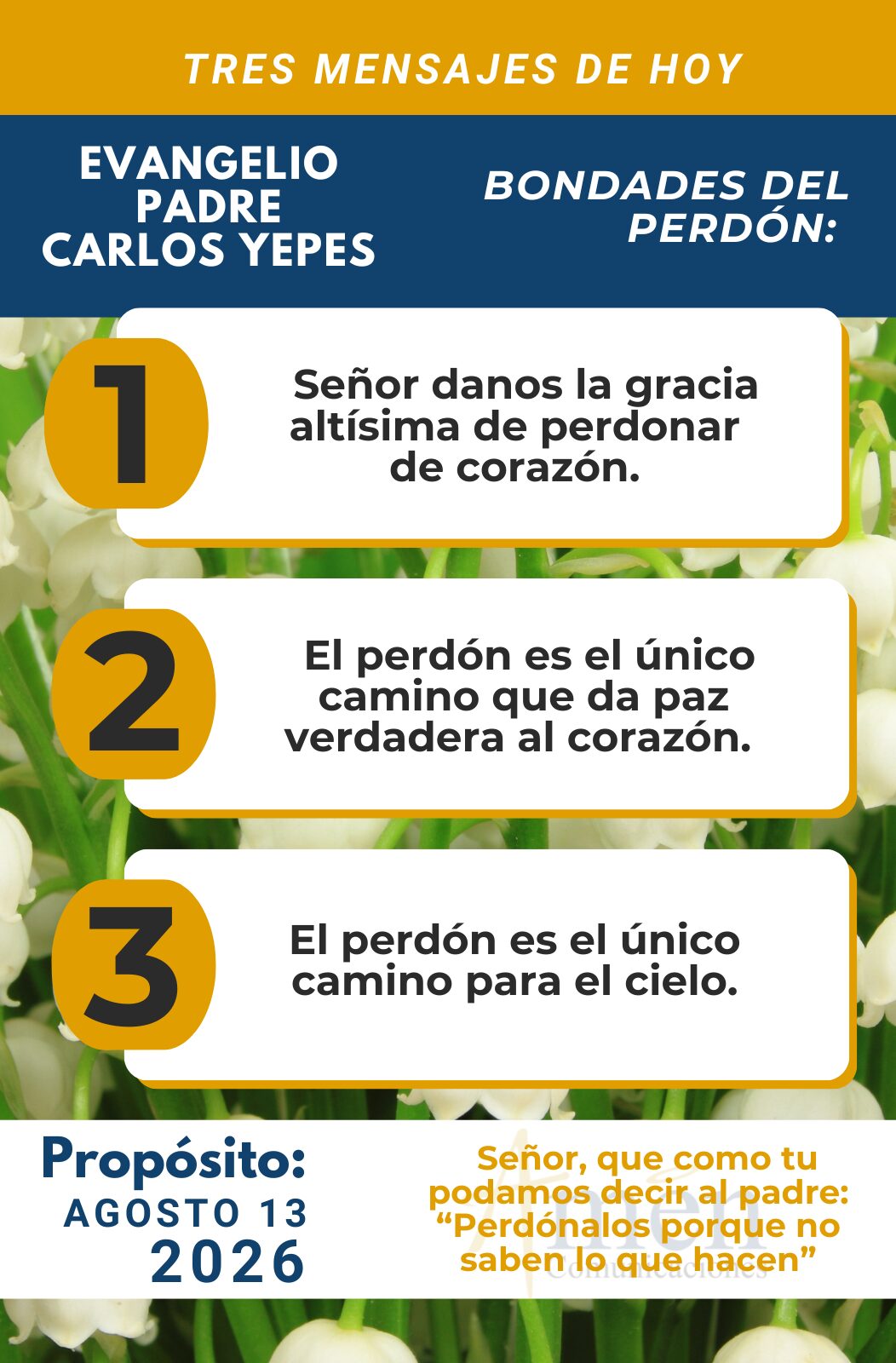 Evangelio de hoy - resumen - 13 de agosto 2026 - amen comunicaciones