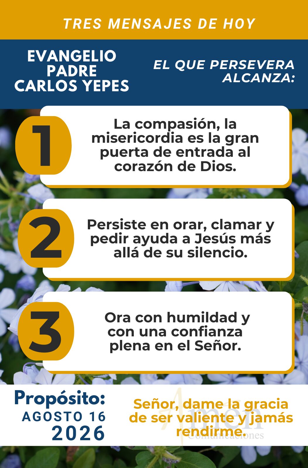 Evangelio de hoy - resumen - 16 de agosto 2026 - amen comunicaciones