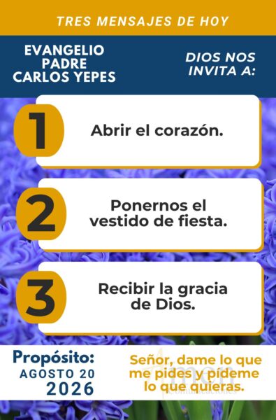 Evangelio de hoy - resumen - 20 de agosto 2026 - amen comunicaciones